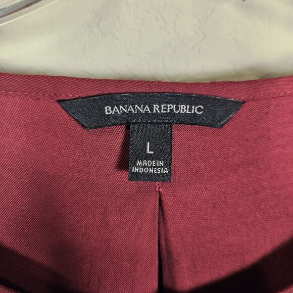 Banana Republic Twill Keyhole Blouse Size Large Brick Red Business Casual Party - Picture 8 of 11